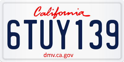 CA license plate 6TUY139