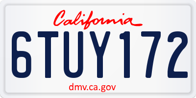 CA license plate 6TUY172