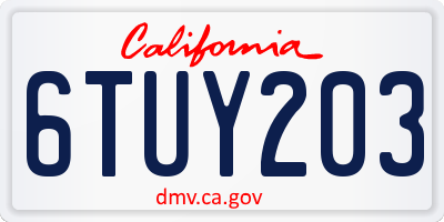 CA license plate 6TUY203