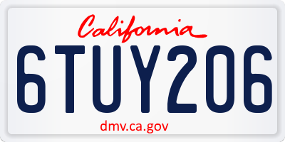 CA license plate 6TUY206