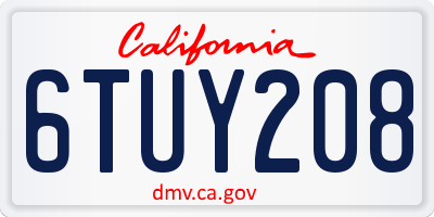 CA license plate 6TUY208