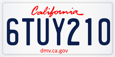 CA license plate 6TUY210