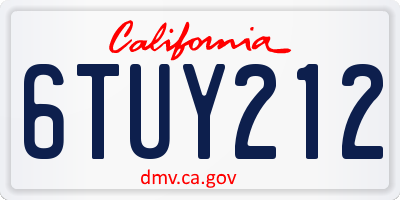 CA license plate 6TUY212