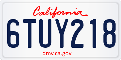 CA license plate 6TUY218