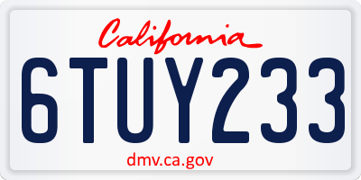 CA license plate 6TUY233