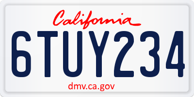 CA license plate 6TUY234