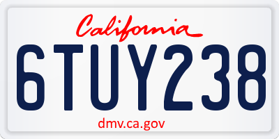 CA license plate 6TUY238