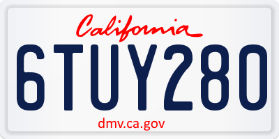 CA license plate 6TUY280