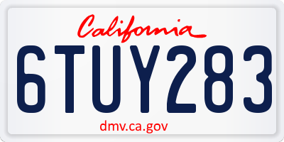 CA license plate 6TUY283
