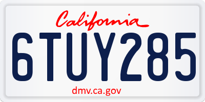 CA license plate 6TUY285