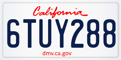 CA license plate 6TUY288