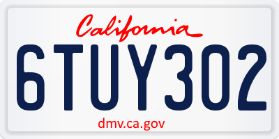 CA license plate 6TUY302