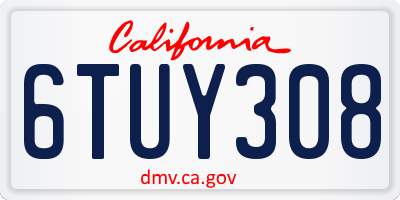 CA license plate 6TUY308