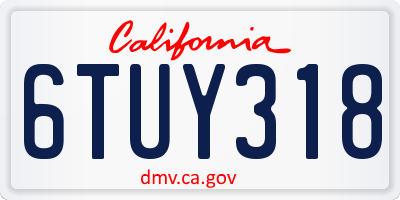 CA license plate 6TUY318