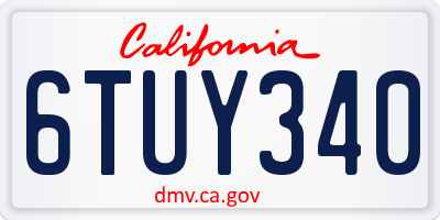 CA license plate 6TUY340