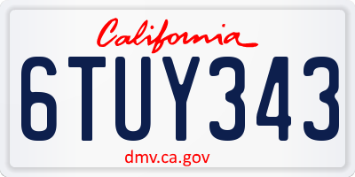 CA license plate 6TUY343