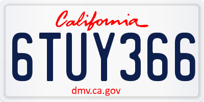 CA license plate 6TUY366
