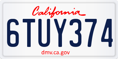 CA license plate 6TUY374