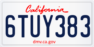 CA license plate 6TUY383