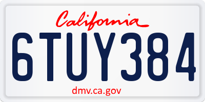 CA license plate 6TUY384