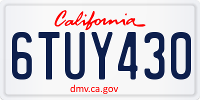 CA license plate 6TUY430