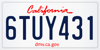 CA license plate 6TUY431