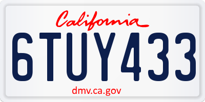 CA license plate 6TUY433