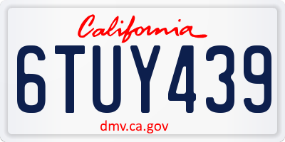 CA license plate 6TUY439