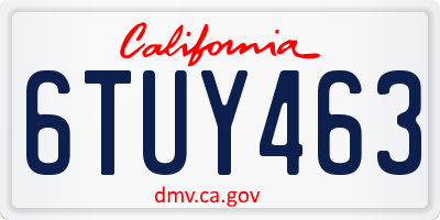 CA license plate 6TUY463