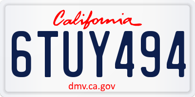 CA license plate 6TUY494