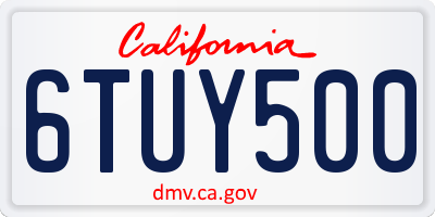 CA license plate 6TUY500