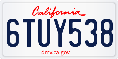 CA license plate 6TUY538