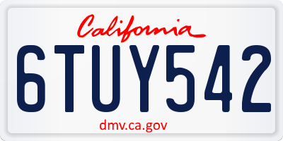 CA license plate 6TUY542