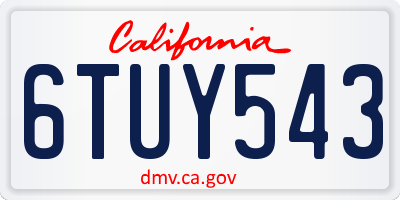 CA license plate 6TUY543