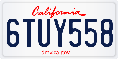 CA license plate 6TUY558