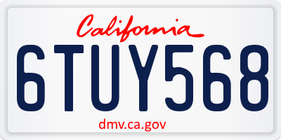 CA license plate 6TUY568