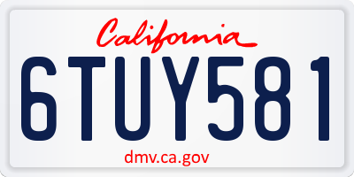 CA license plate 6TUY581
