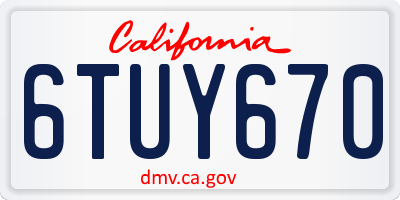 CA license plate 6TUY670