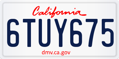 CA license plate 6TUY675