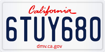 CA license plate 6TUY680