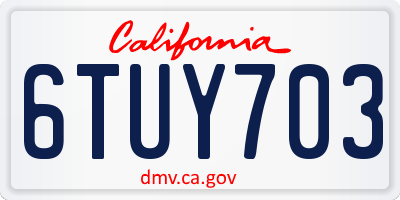 CA license plate 6TUY703