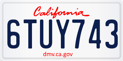CA license plate 6TUY743