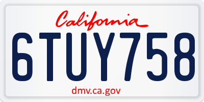 CA license plate 6TUY758