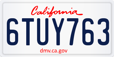 CA license plate 6TUY763