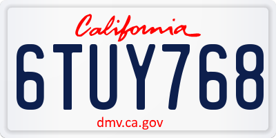 CA license plate 6TUY768