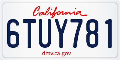 CA license plate 6TUY781