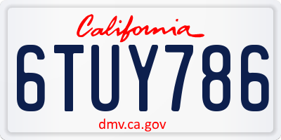 CA license plate 6TUY786