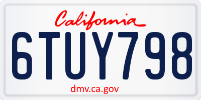 CA license plate 6TUY798
