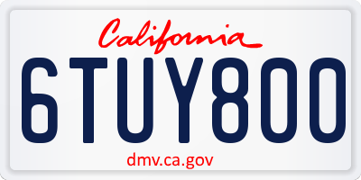 CA license plate 6TUY800