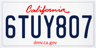 CA license plate 6TUY807